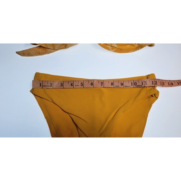 Robin Piccone Bikini Swim Top Underwire Bottom Mid Rise Sz M Yellow - Picture 6 of 7